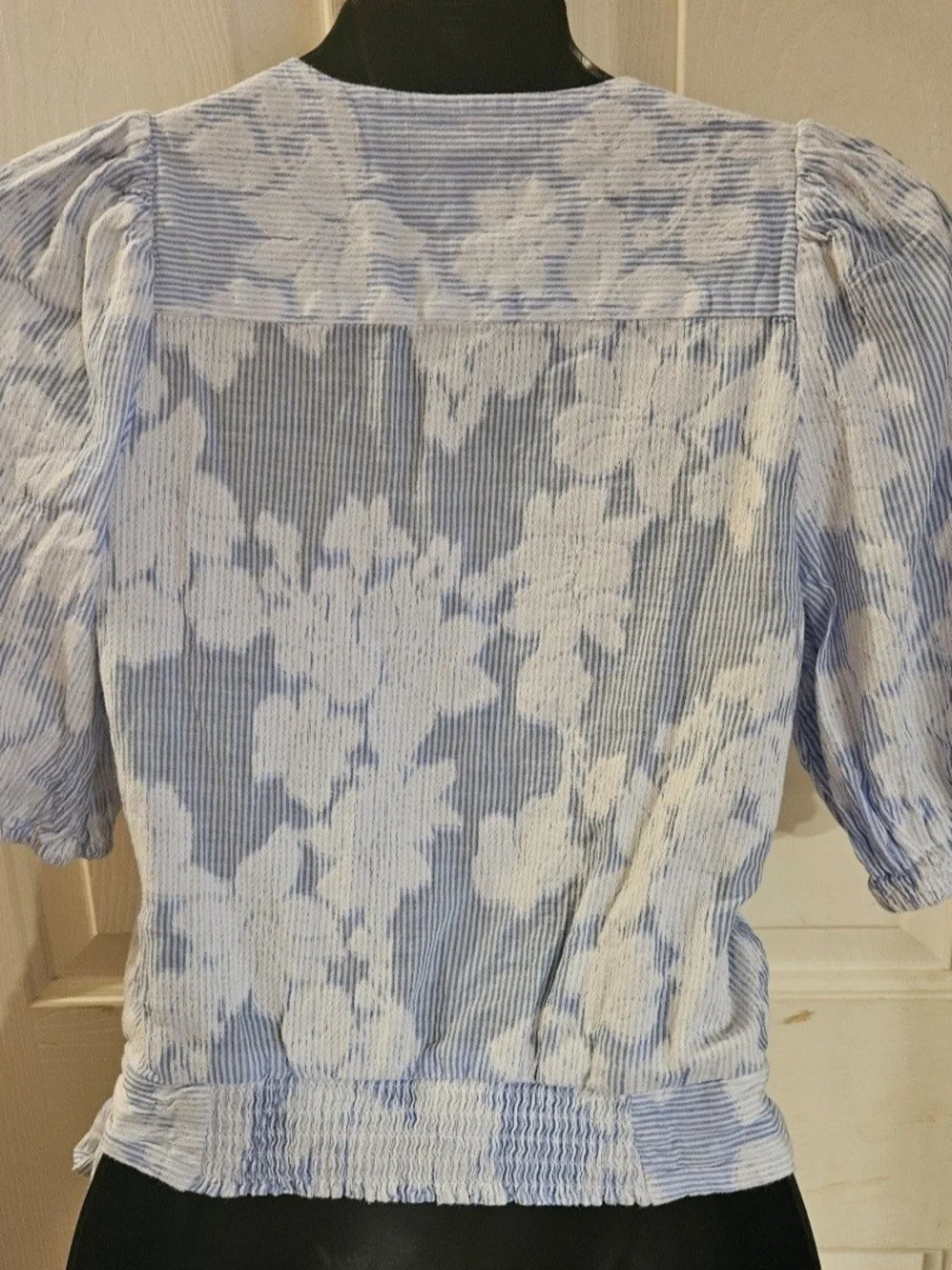 Banana Republic Blue and White Floral Wrap Blouse